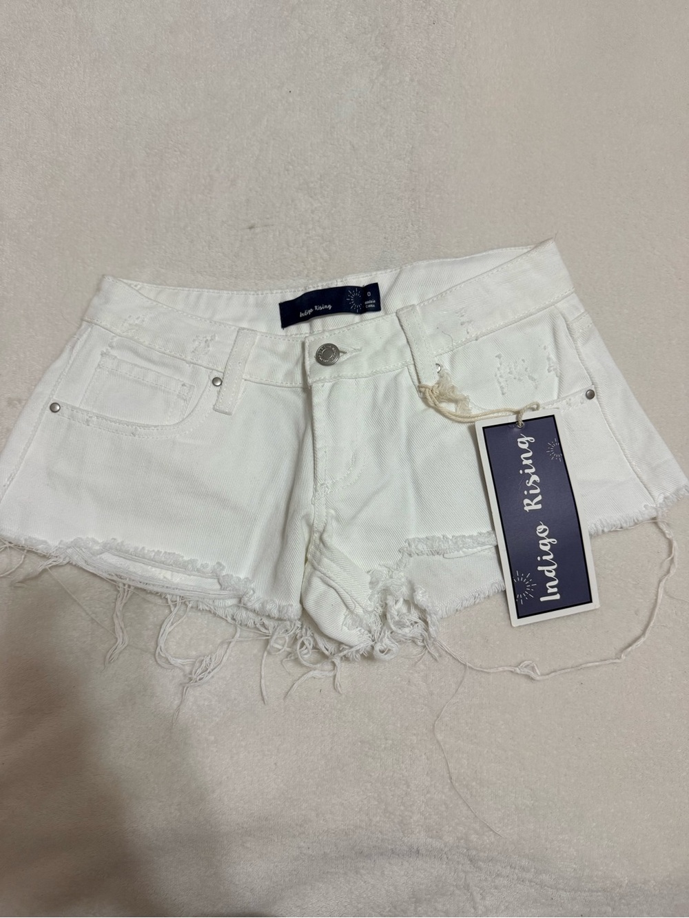 White Distressed Denim Shorts